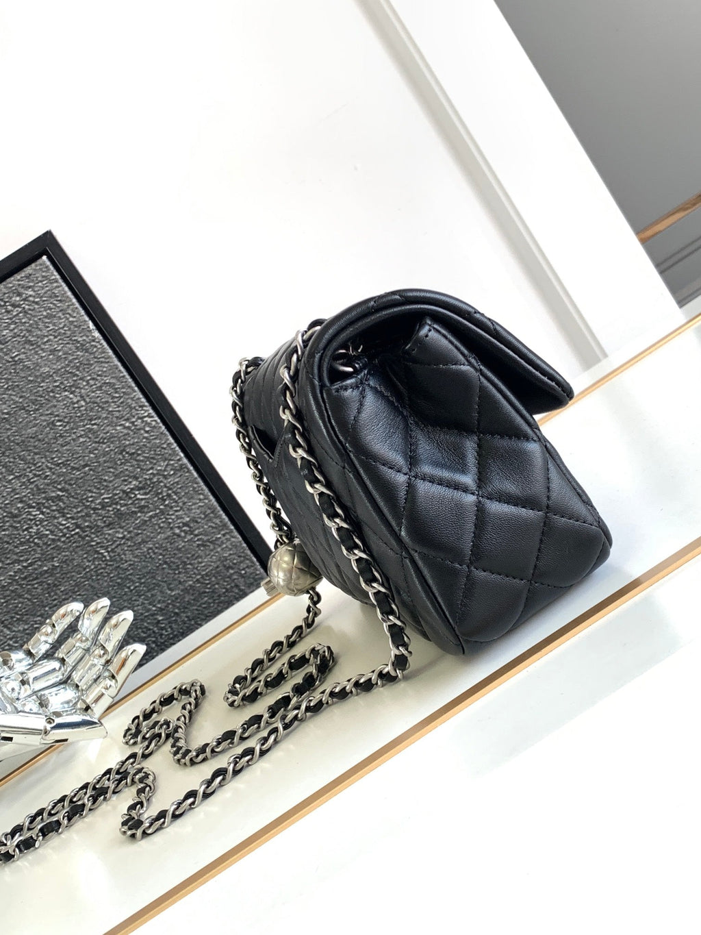 CHANEL SMALL 20 FLAP BAG IN BLACK CALFSKIN