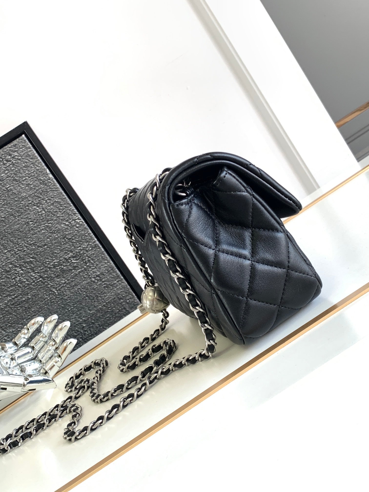 CHANEL SMALL 20 FLAP BAG IN BLACK CALFSKIN