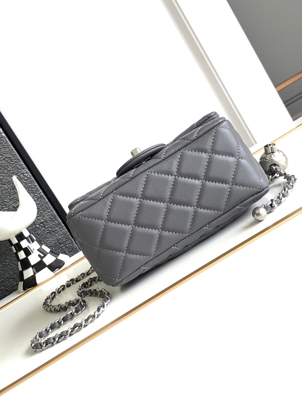 CHANEL SMALL 17 FLAP BAG IN DARK GREY CALFSKIN