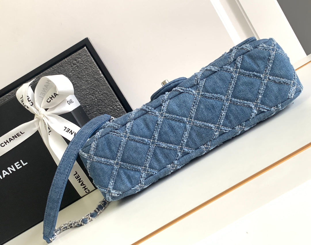 CHANEL MINI 25 CLASSIC BAG IN BLUE COBALT DENIM