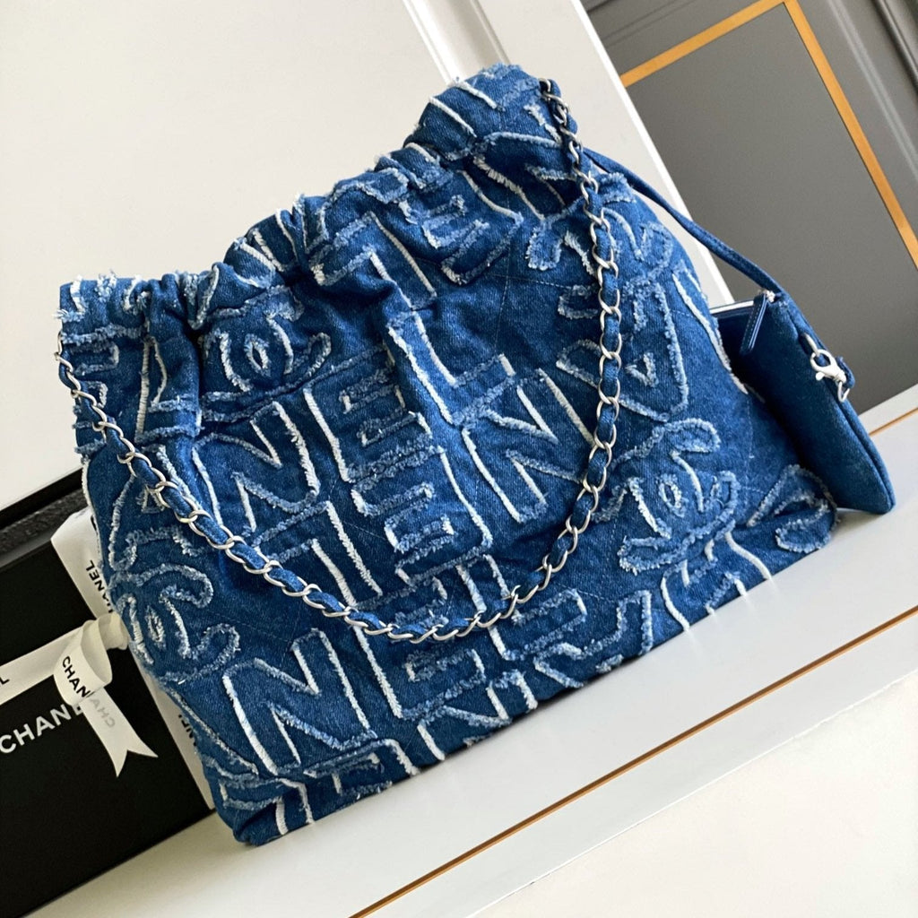 CHANEL MEDIUM 37 BAG IN NAVY BLUE DENIM