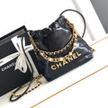 CHANEL MINI 20 BAG IN BLACK SHINNY CALFSKIN WITH GOLD METAL