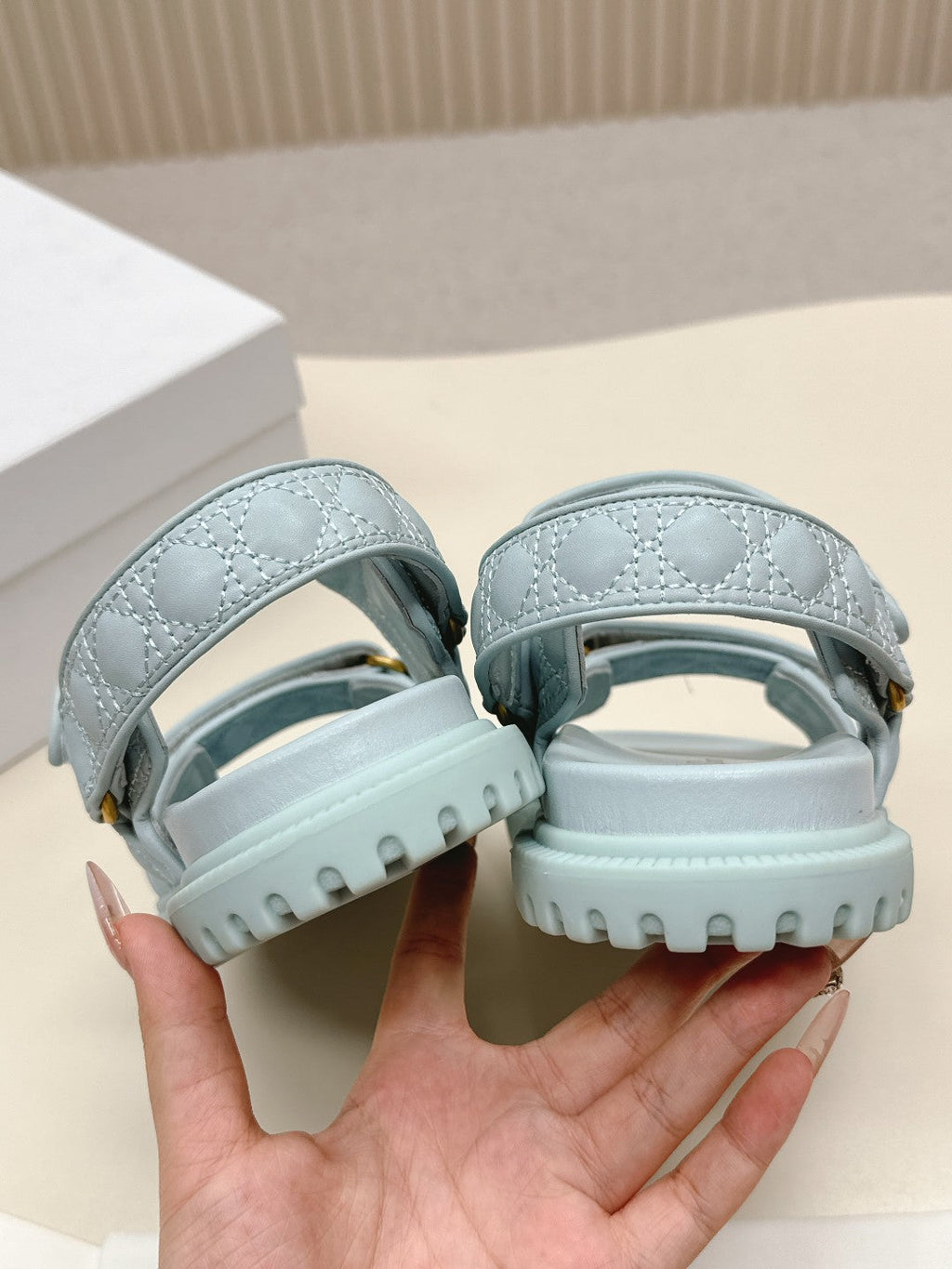 DIOR BACK-STRAP SANDALS 25S IN PASTEL BLUE CALFSKIN