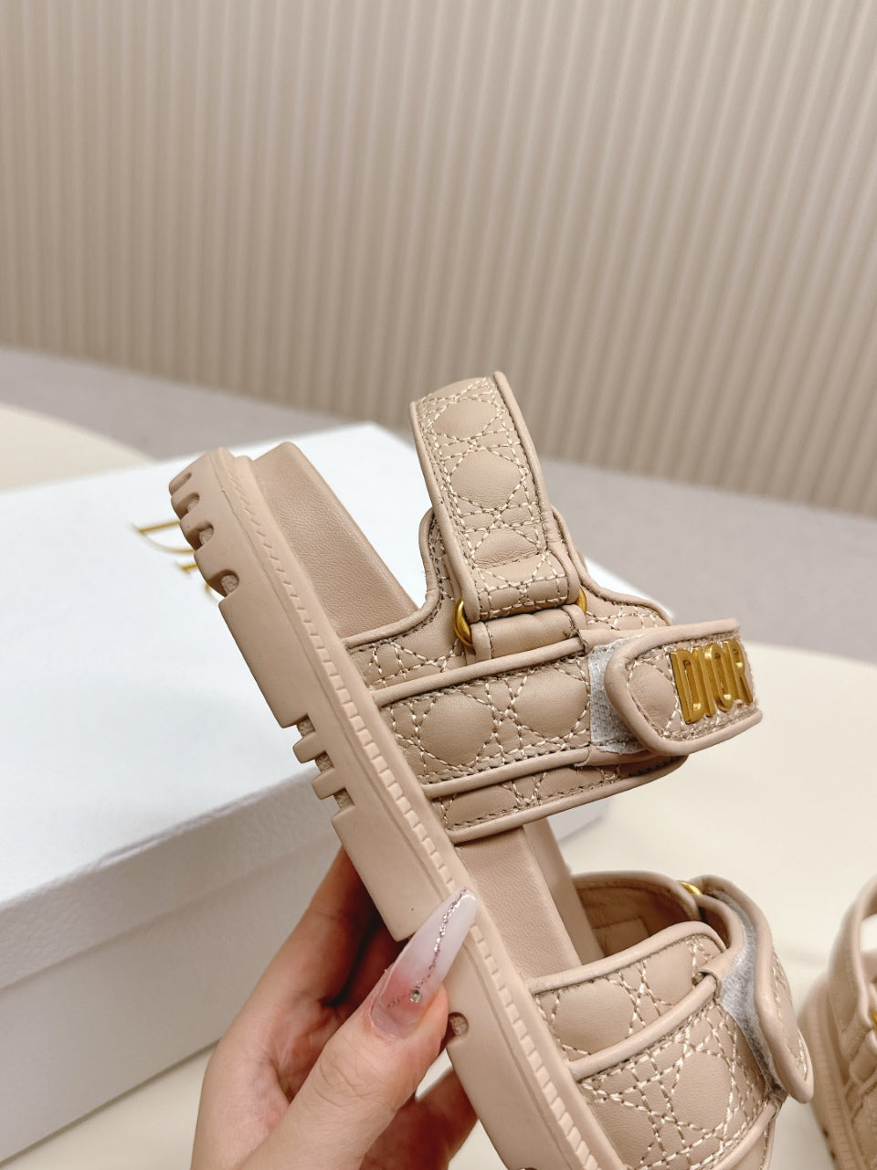 DIOR BACK-STRAP SANDALS 25S IN BEIGE CALFSKIN