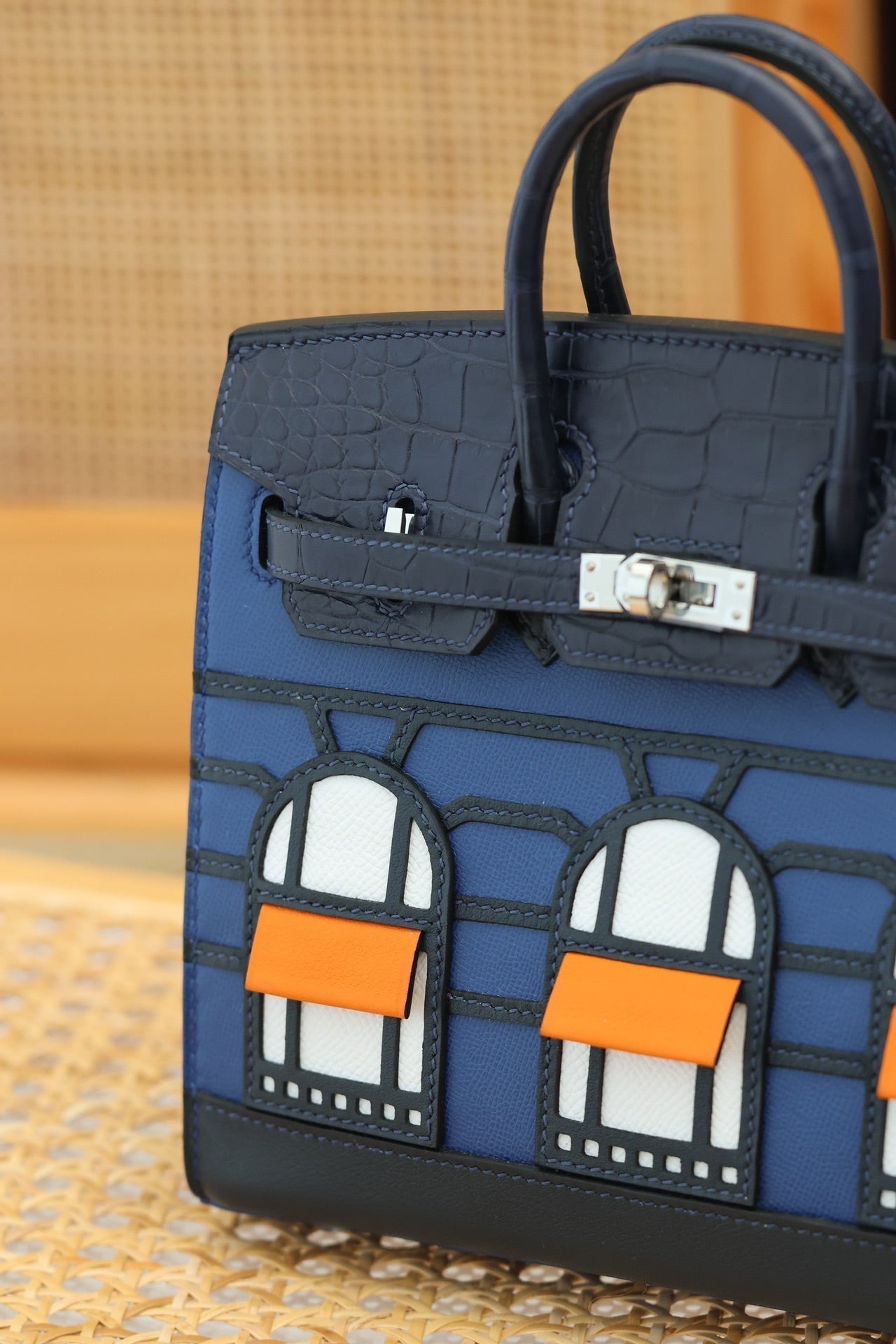 HERMES BIRKIN FAUBOURG TOUCH 20 IN NAVY MIX CLASSIC BLUE CALFSKIN WITH SILVER HARDWARE