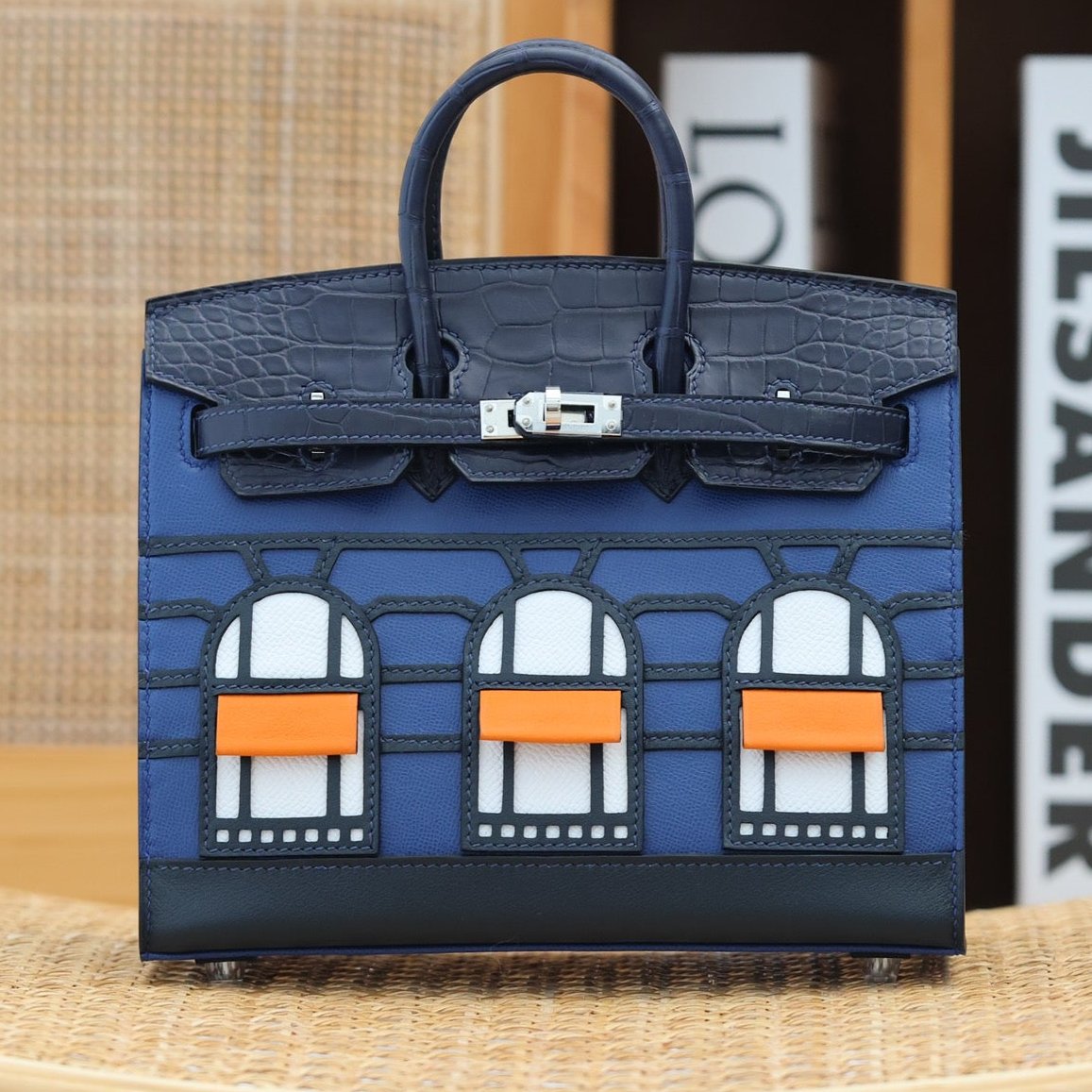 HERMES BIRKIN FAUBOURG TOUCH 20 IN NAVY MIX CLASSIC BLUE CALFSKIN WITH SILVER HARDWARE