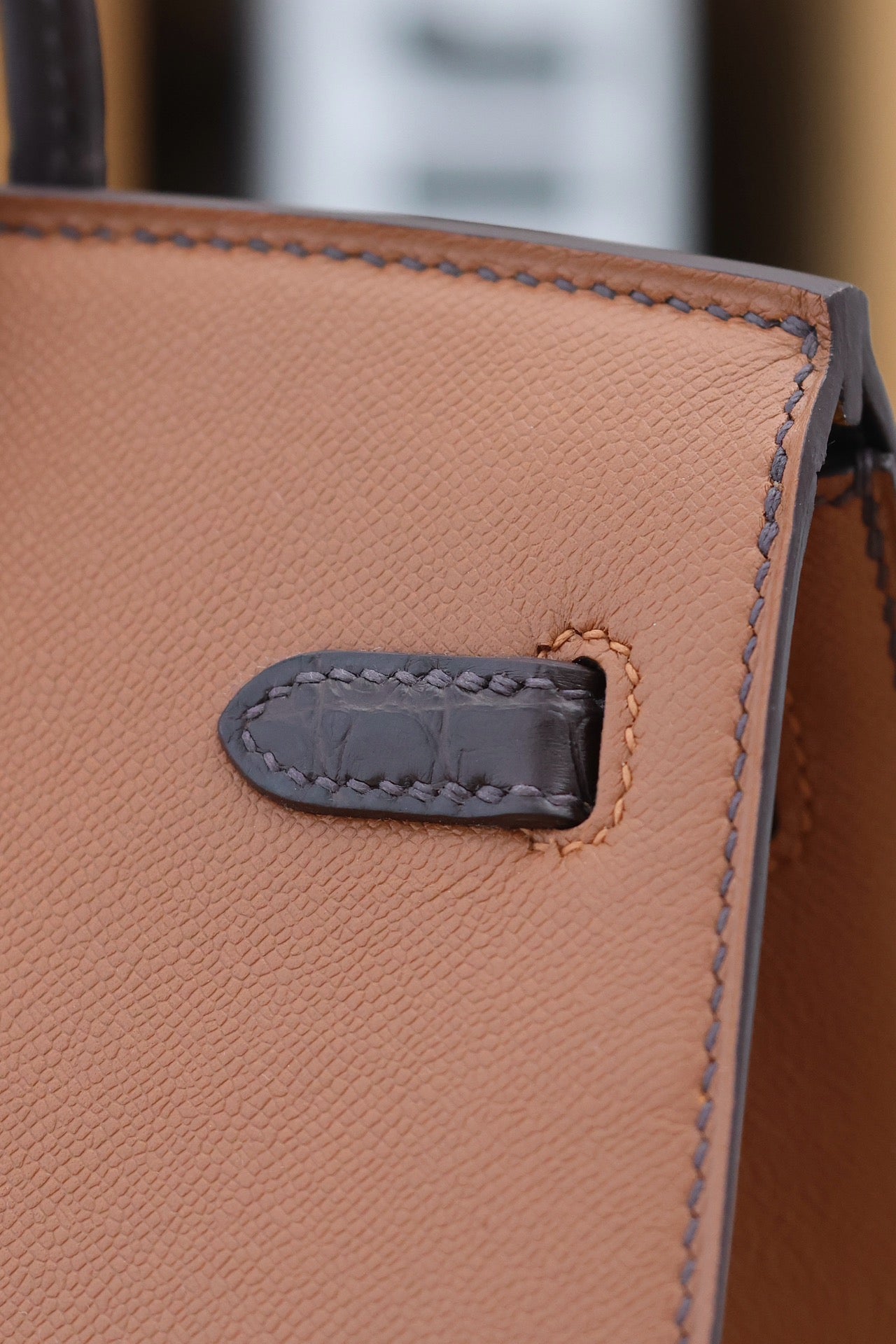 HERMES BIRKIN FAUBOURG TOUCH 20 IN CHOCOLATE MIX BRONZE BROWN CALFSKIN WITH SILVER HARDWARE