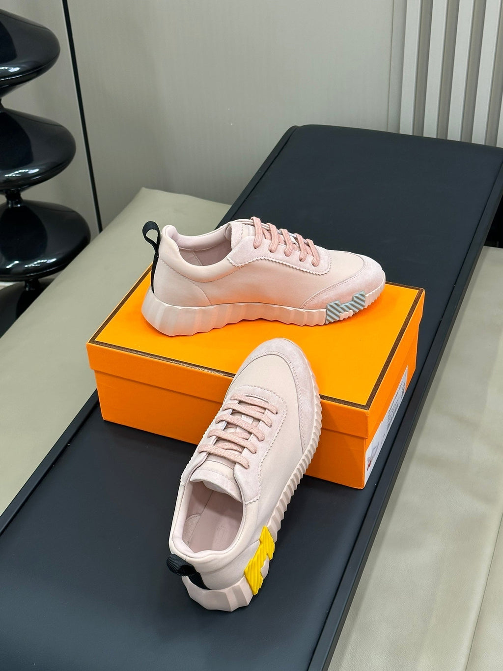 HERMES BOUNCING SNEAKERS LIGHT PINK CALFSKIN