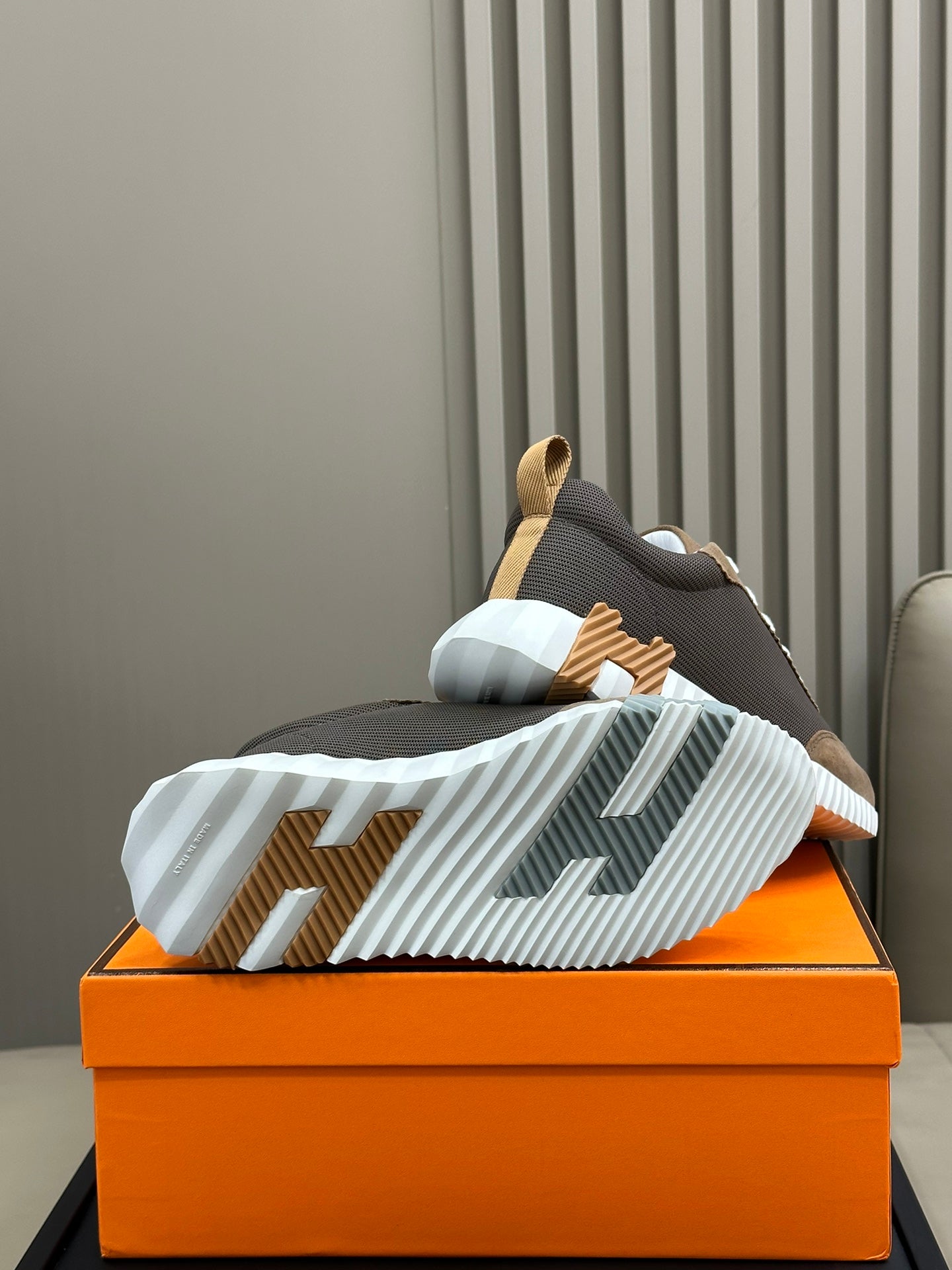 HERMES BOUNCING SNEAKERS BROWN CALFSKIN