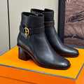 HERMES JILL 60 ANKLE BOOT IN BLACK CALFSKIN