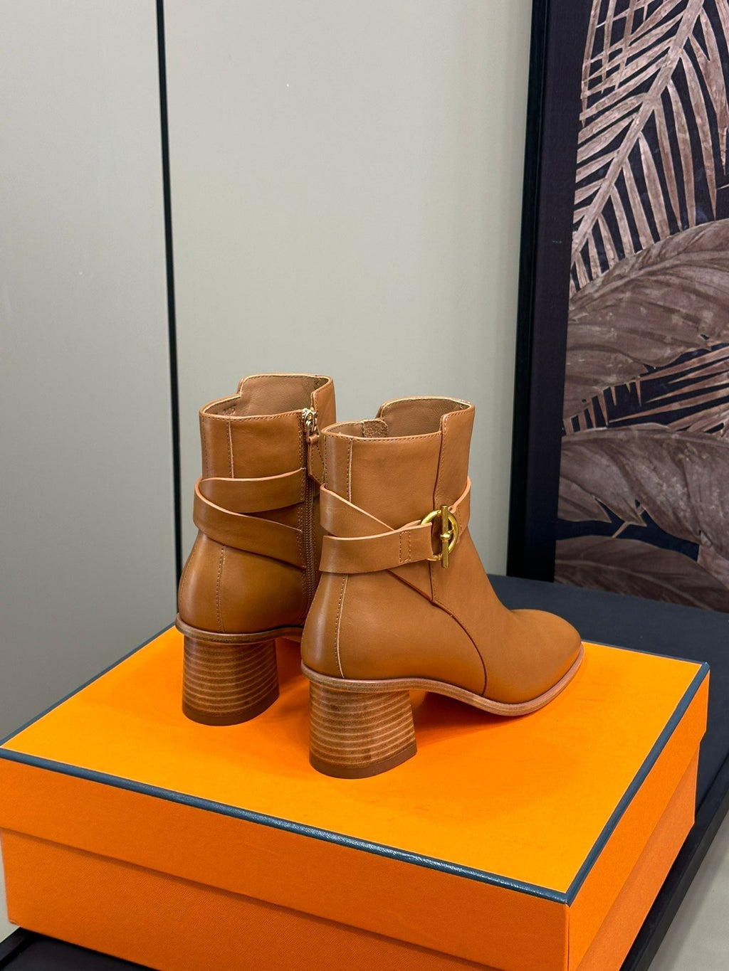 HERMES JILL 60 ANKLE BOOT IN BRONZE BROWN CALFSKIN