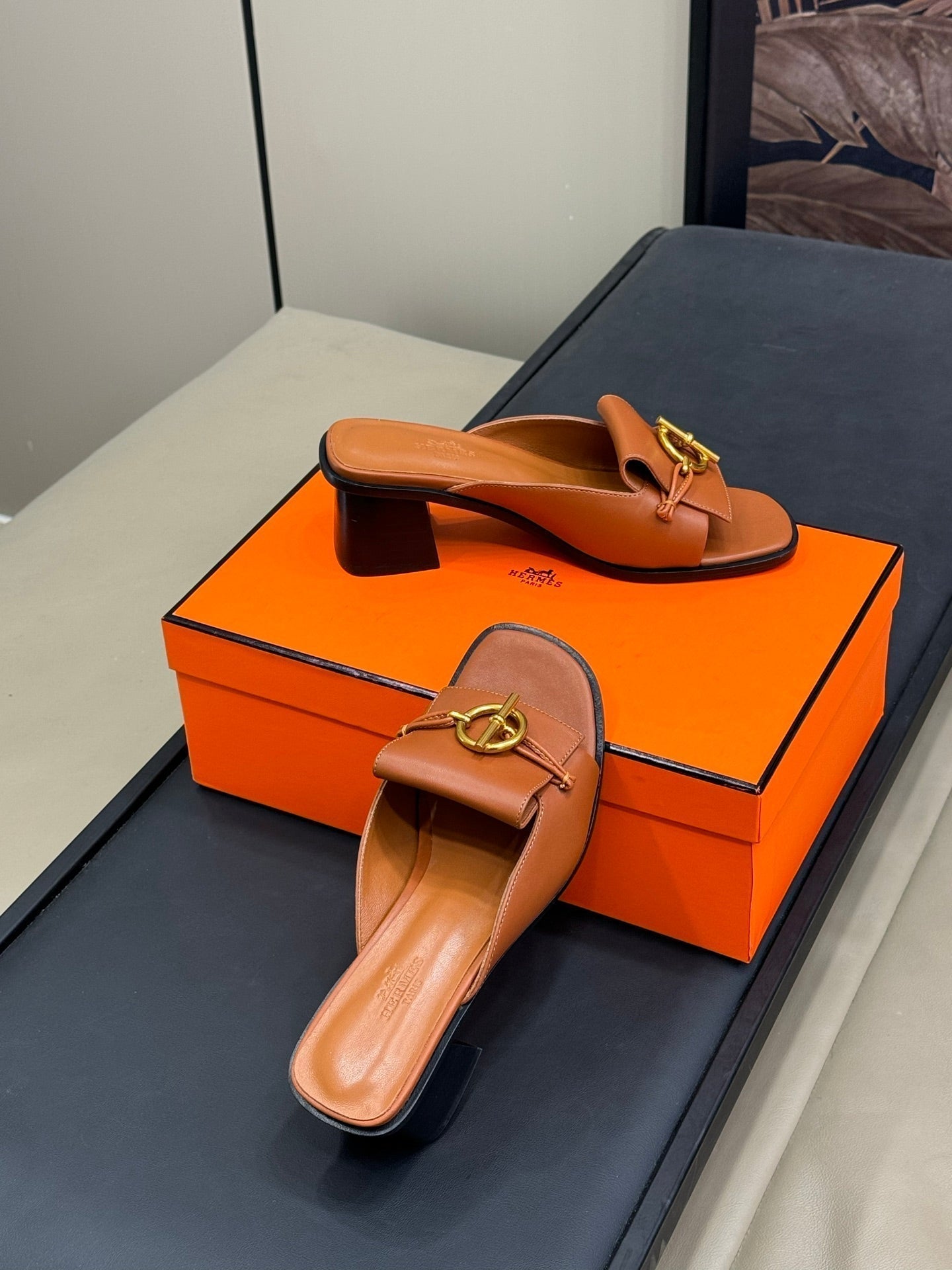 HERMES ISLE SANDAL IN BRONZE BROWN CALFSKIN