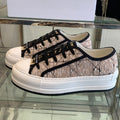 DIOR WALK'N PLATFORM SNEAKER BEIGE AND BLACK CANNAGE TWEED