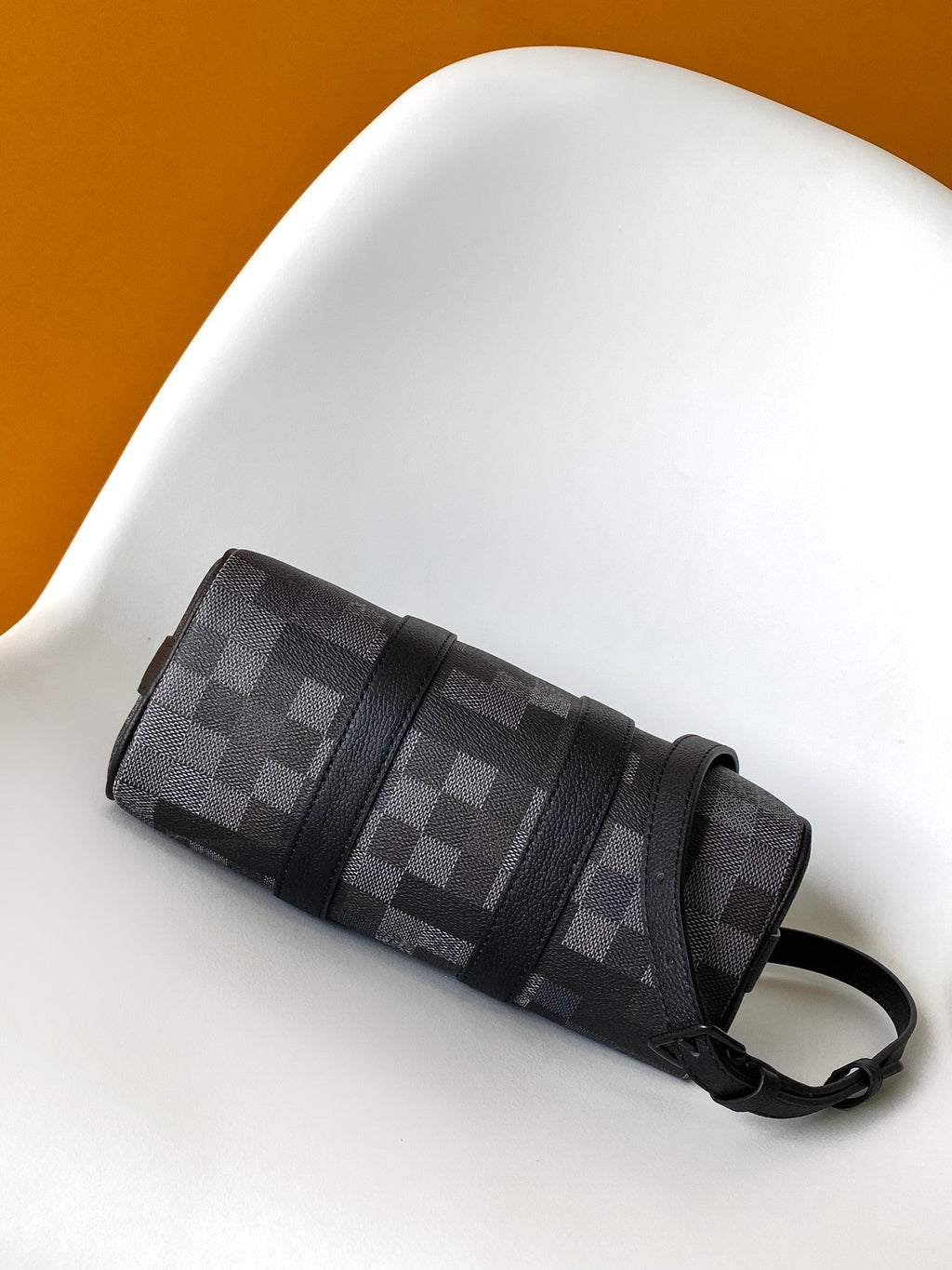LOUIS VUITTON LV 25S KEEPALL BANDOULIÈRE 25 BAG IN DAMOFLAGE BLACK CALFSKIN