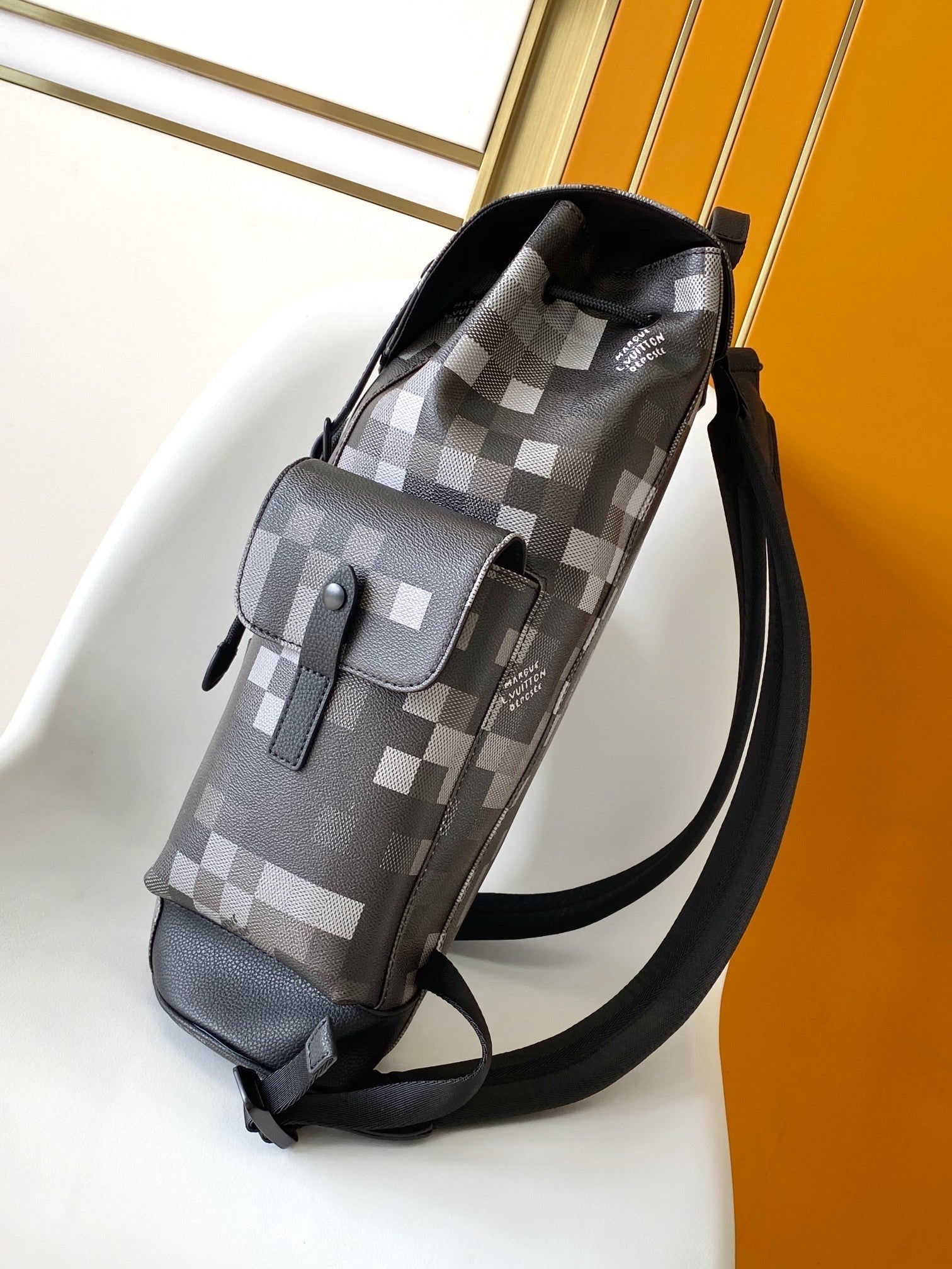 LOUIS VUITTON LV 25S CHRISTOPHER BACKPACK 47 IN DAMOFLAGE BLACK CALFSKIN