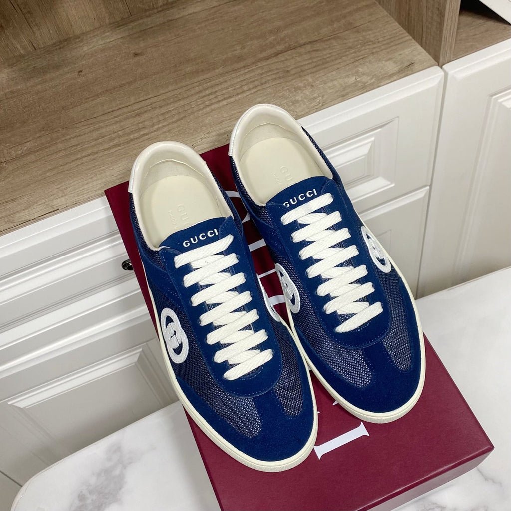 GUCCI 26S SNEAKER IN NAVY BLUE SUEDE AND FABRIC