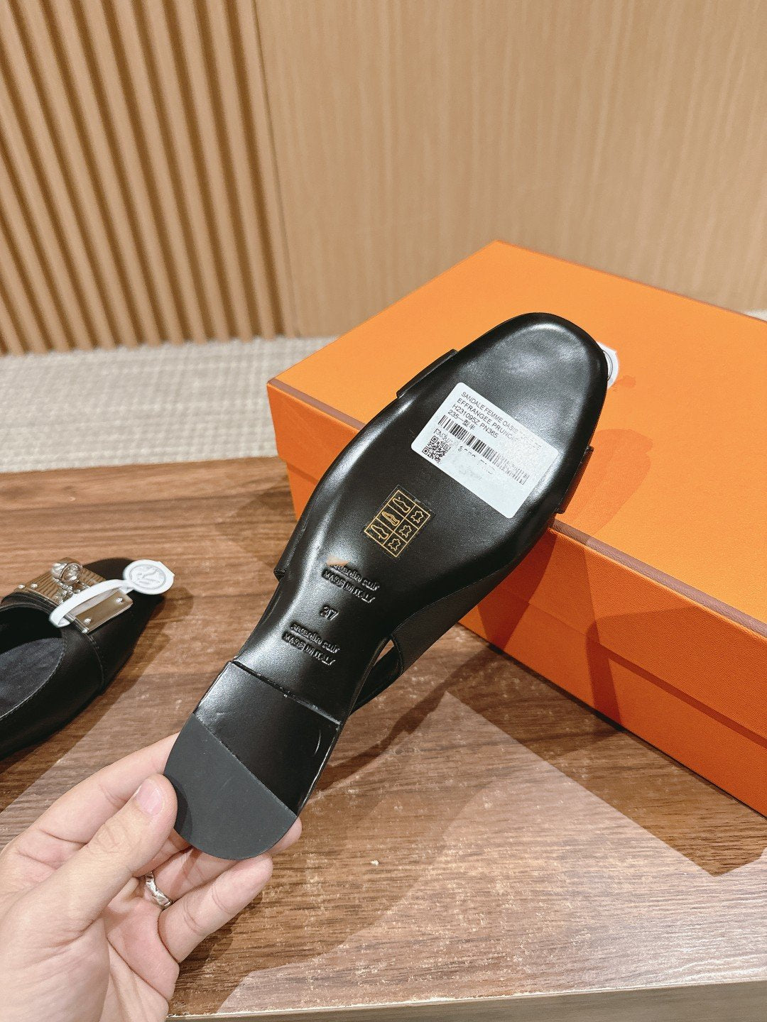 HERMES Innocente Slingback Suede Goatskin Black