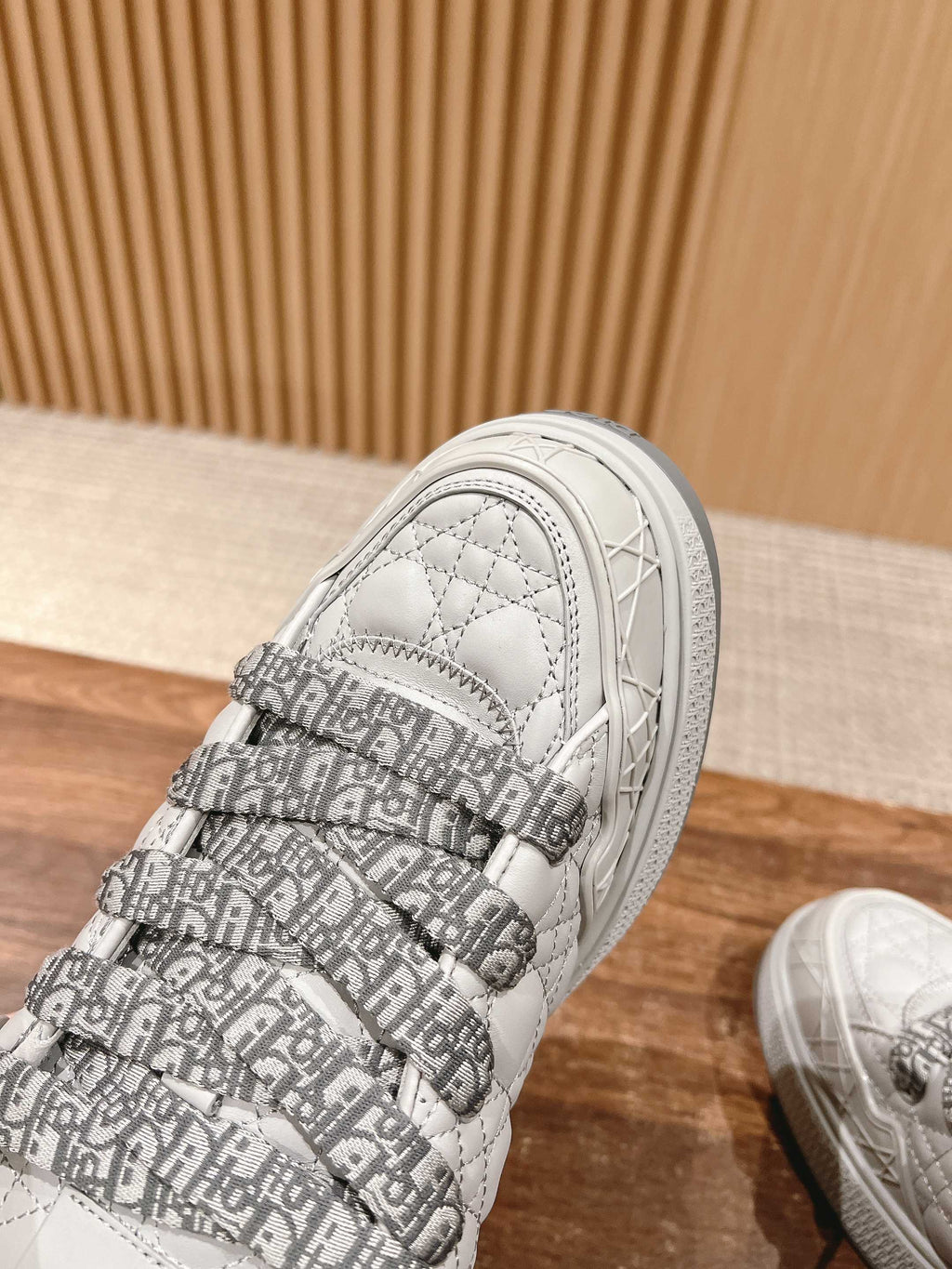 DIOR BY ERL B9S SKATER SNEAKER IN PALE GRAY CANNAGE LAMBSKIN