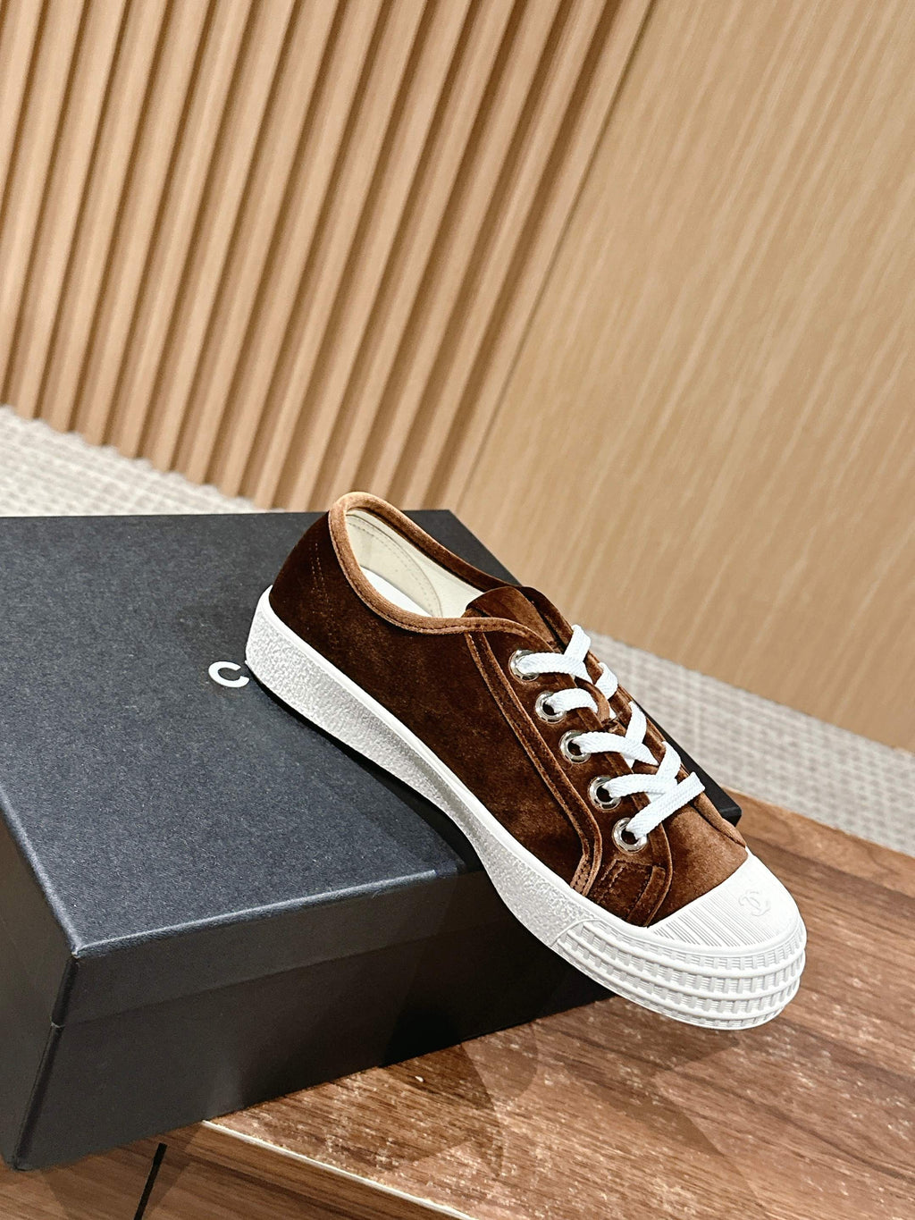 CHANEL CONVERSE SNEAKER IN PENNY BROWN VELVET