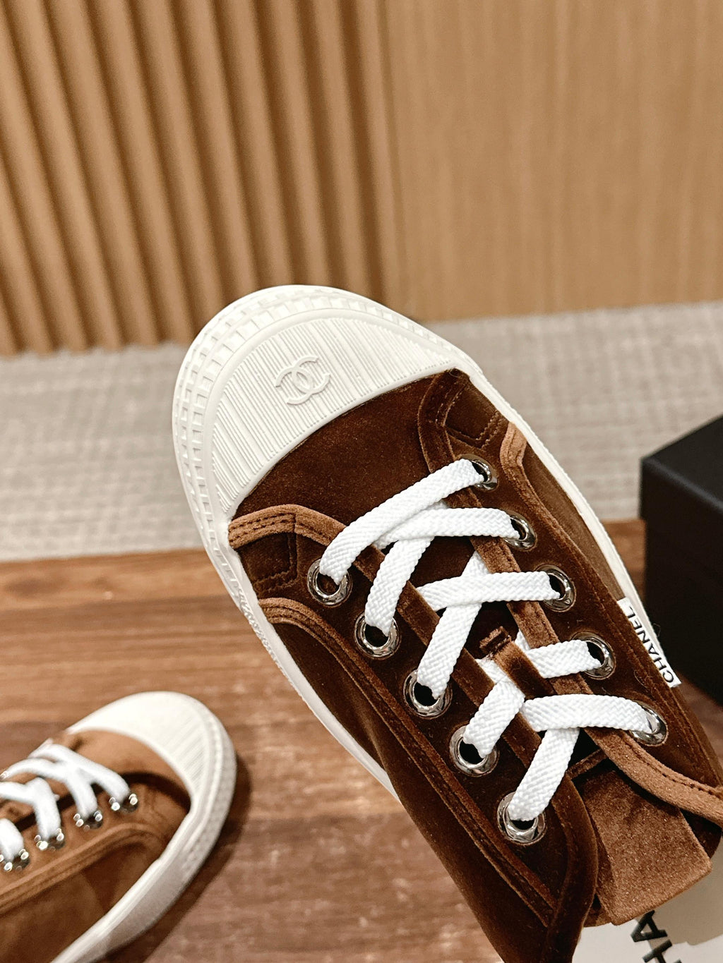 CHANEL CONVERSE SNEAKER IN PENNY BROWN VELVET