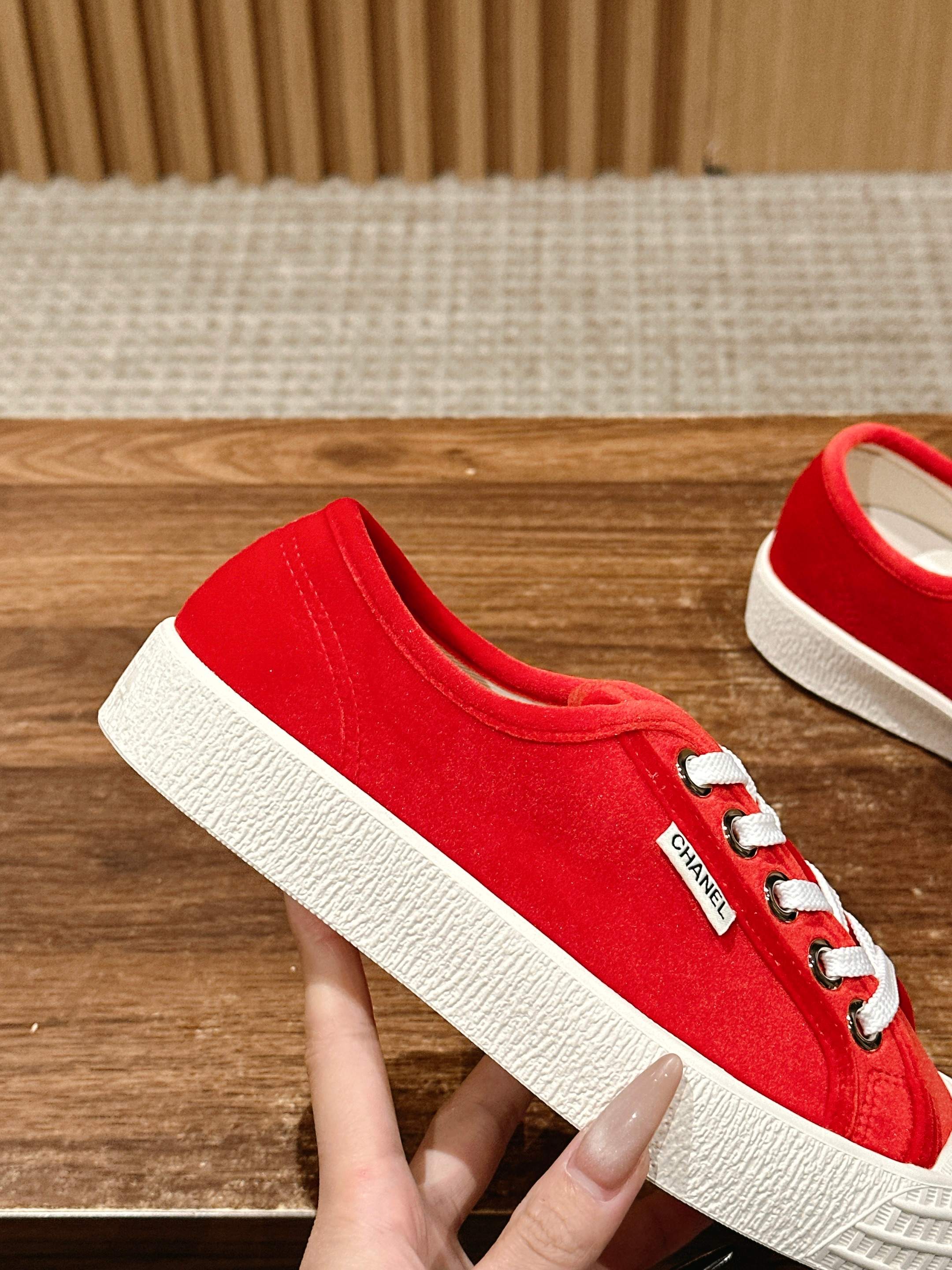 CHANEL CONVERSE SNEAKER IN RUBY RED VELVET