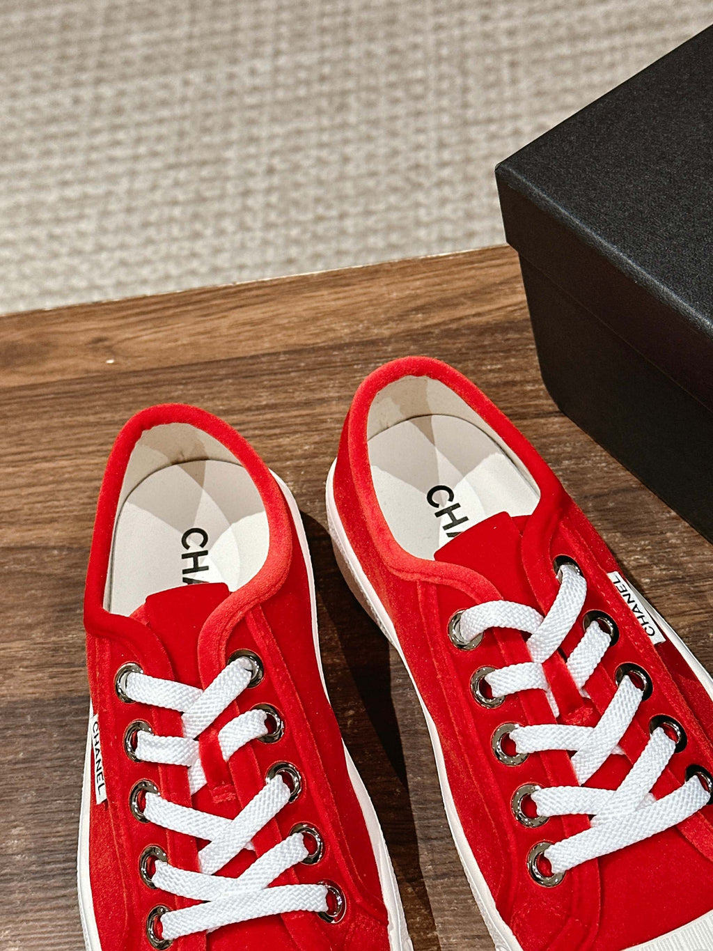 CHANEL CONVERSE SNEAKER IN RUBY RED VELVET