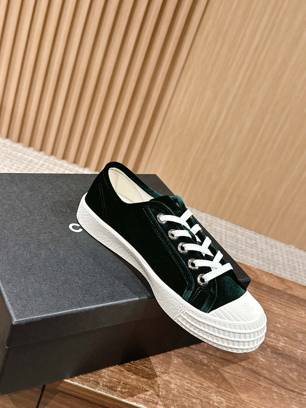 CHANEL CONVERSE SNEAKER IN DARK GREEN VELVET