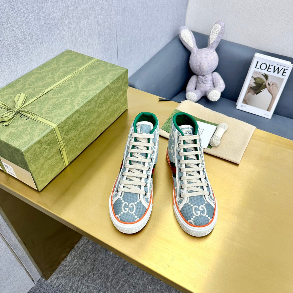 GUCCI TENNIS 1977 HIGH-TOP TRAINER SKY CANVAS