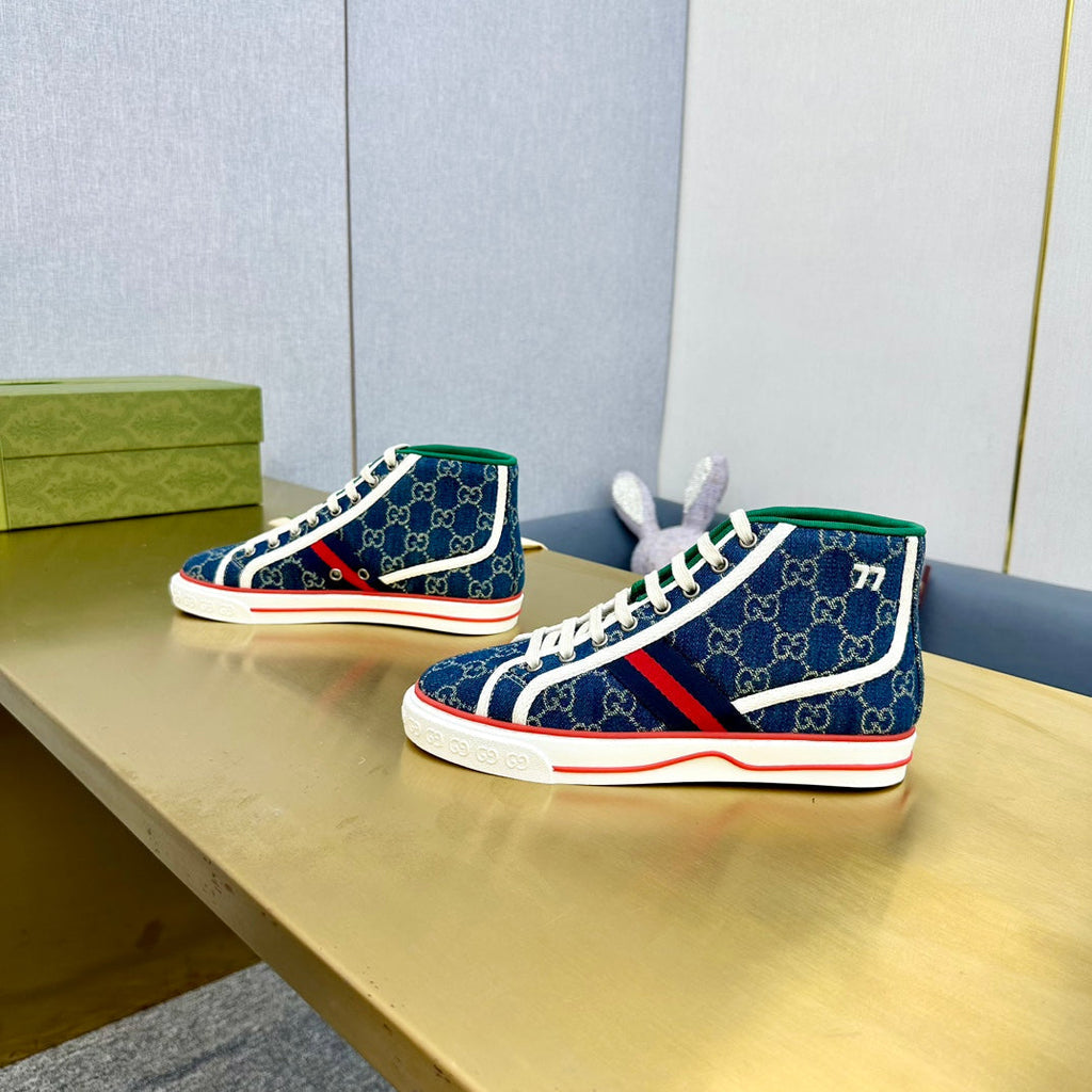 GUCCI TENNIS 1977 HIGH-TOP TRAINER INDIGO CANVAS
