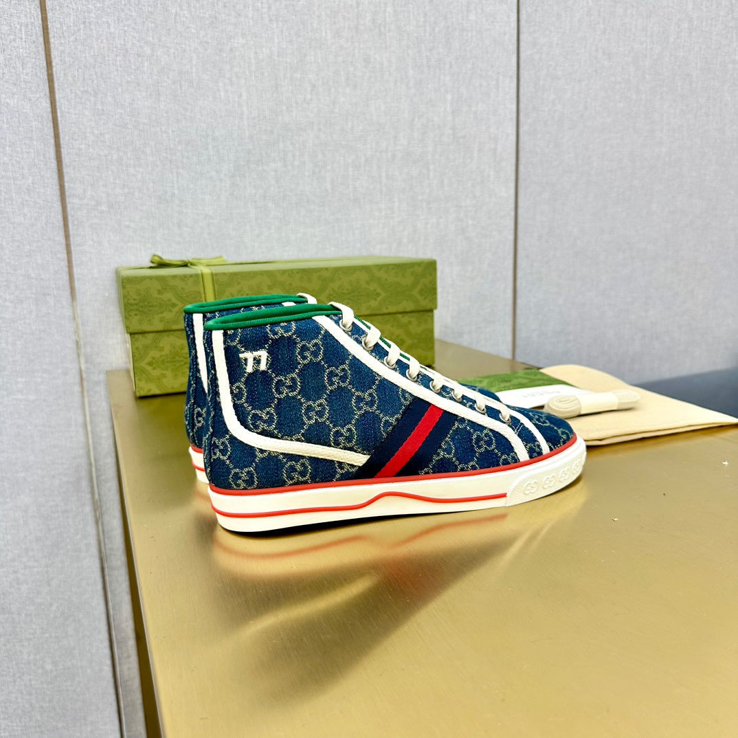 GUCCI TENNIS 1977 HIGH-TOP TRAINER INDIGO CANVAS
