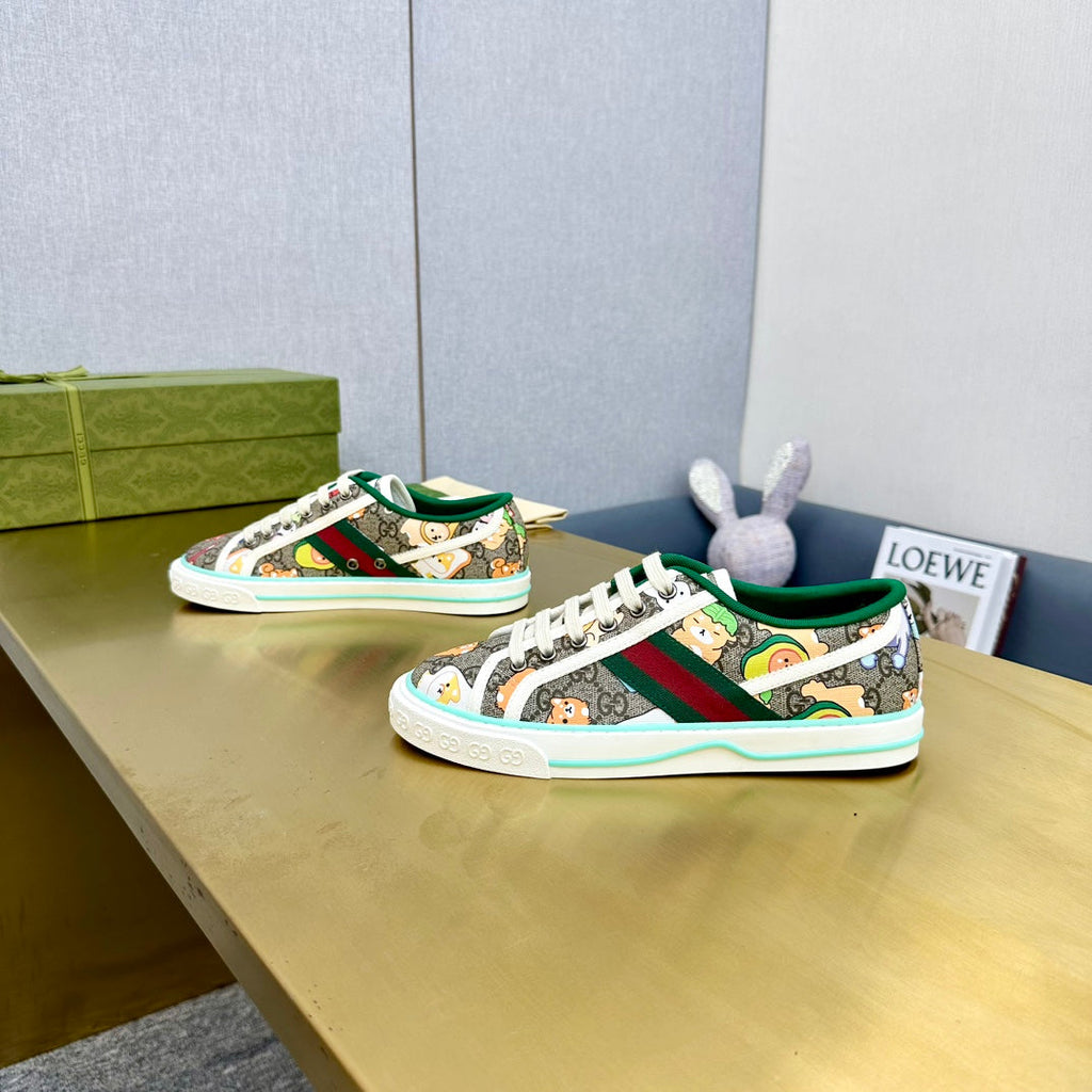 GUCCI TENNIS 1977 TRAINER CANVAS WITH ANIMALS MOTIF