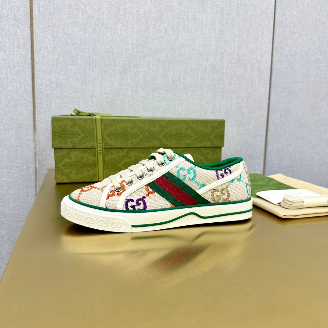 GUCCI TENNIS 1977 TRAINER LIGHT GRAY CANVAS