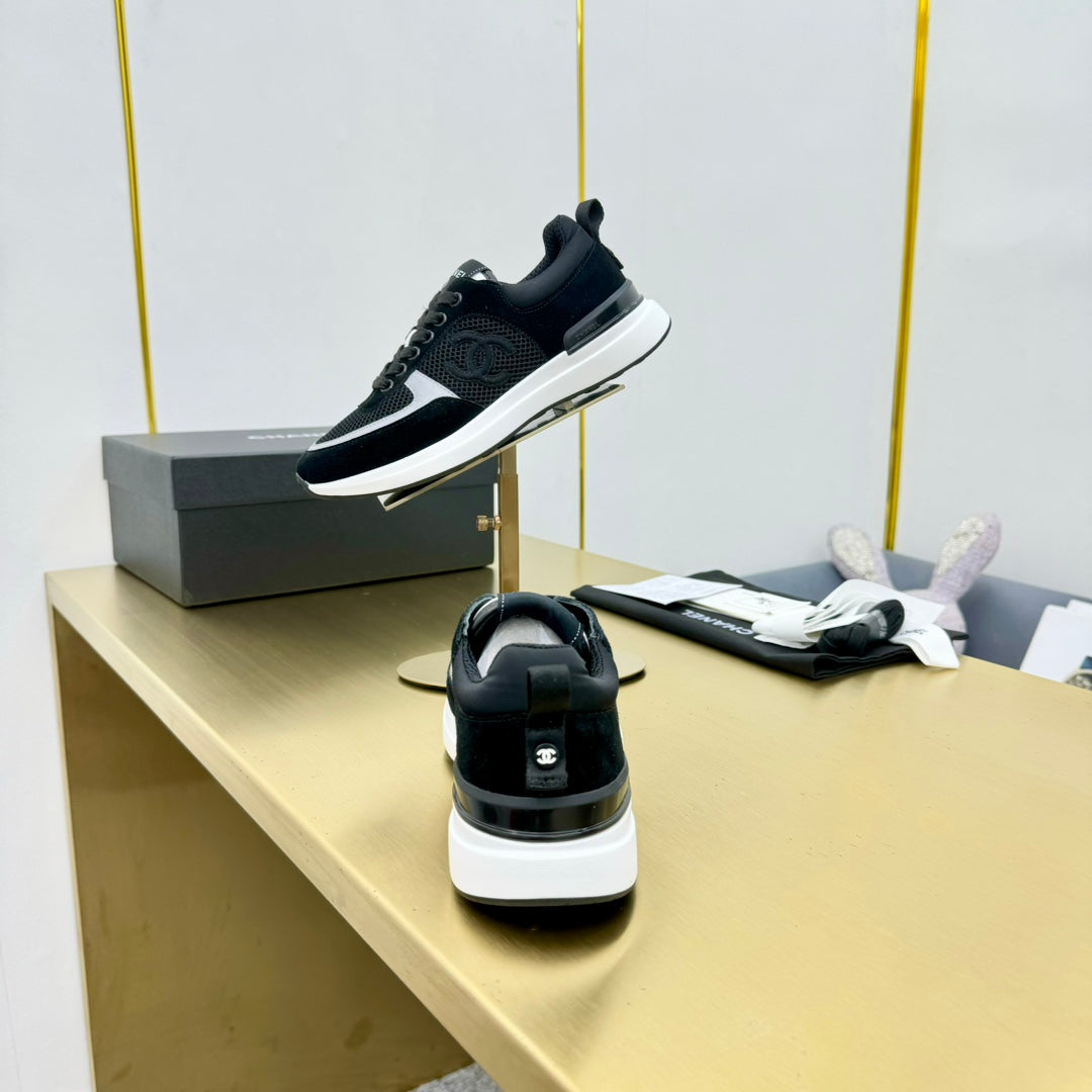 CHANEL CLASSIC TRAINER IN BLACK MERCERIZED VELVET