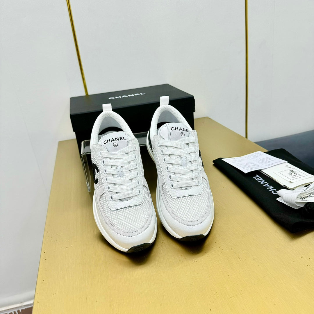CHANEL CLASSIC TRAINER IN WHITE MERCERIZED VELVET