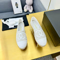 CHANEL ESPADRILLES PLATFORM 25S IN WHITE TWEED MIX CALFSKIN