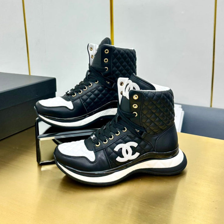CHANEL ATHLETIC SHOES IN BLACK CALFSKIN