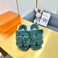 HERMES CHYPRE SANDAL IN FOREST GREEN SHEARLING