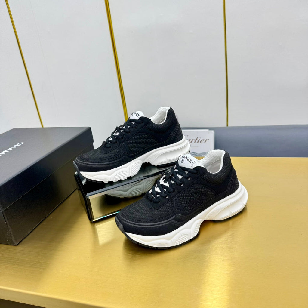 CHANEL DAD SNEAKER IN BLACK SUEDE AND BREATHABLE MESH