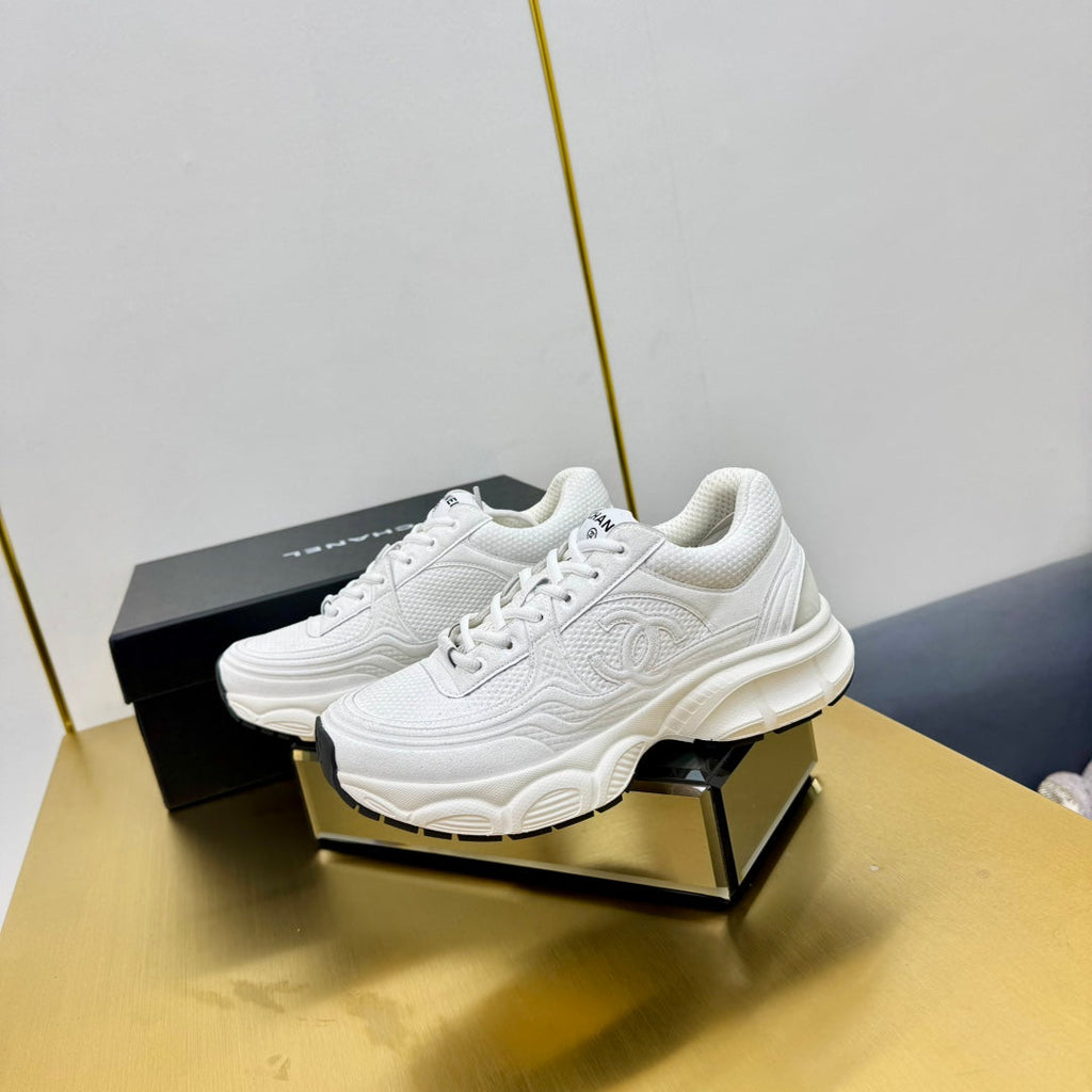 CHANEL DAD SNEAKER IN WHITE SUEDE AND BREATHABLE MESH