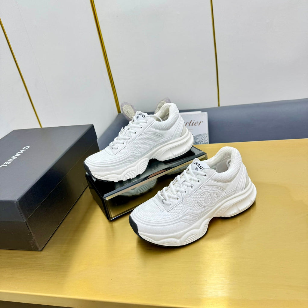 CHANEL DAD SNEAKER IN WHITE SUEDE AND BREATHABLE MESH