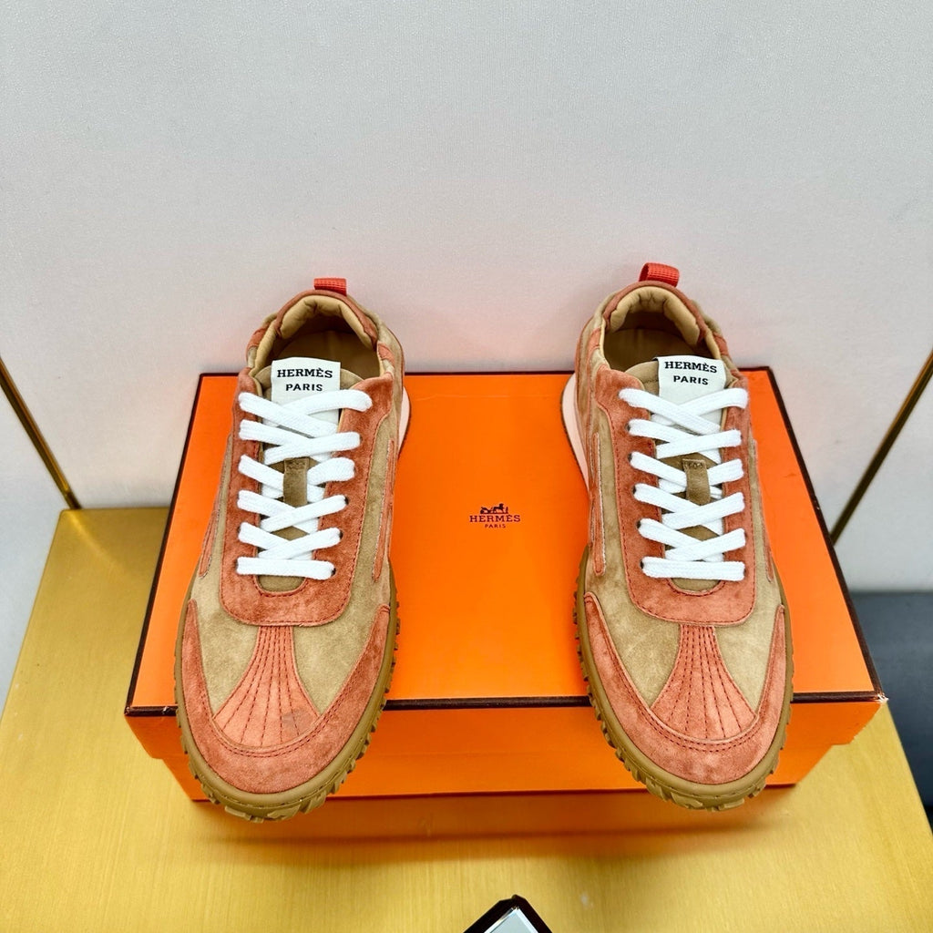 HERMES JET SNEAKER IN HONEY MIX TIGER ORANGE