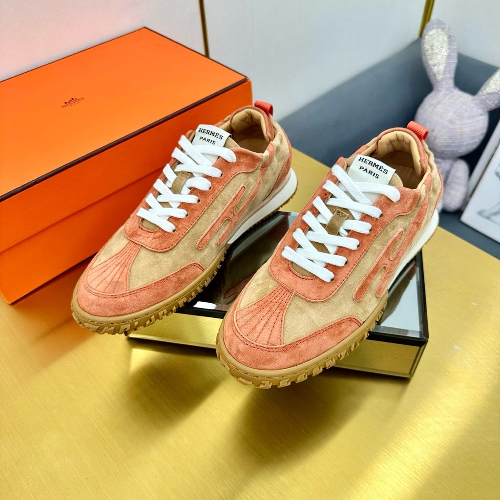 HERMES JET SNEAKER IN HONEY MIX TIGER ORANGE