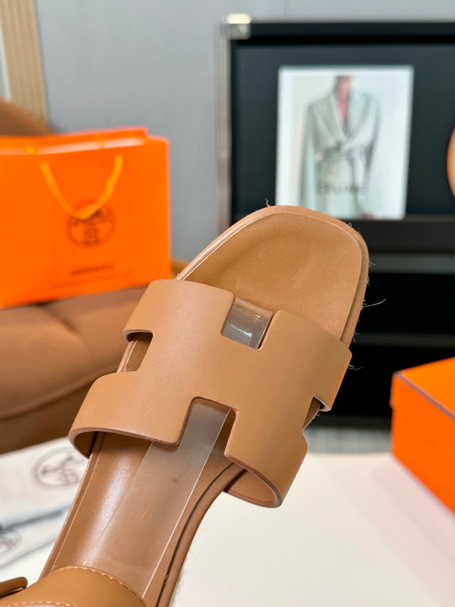 HERMES Elda espadrille 80 Tan Calfskin