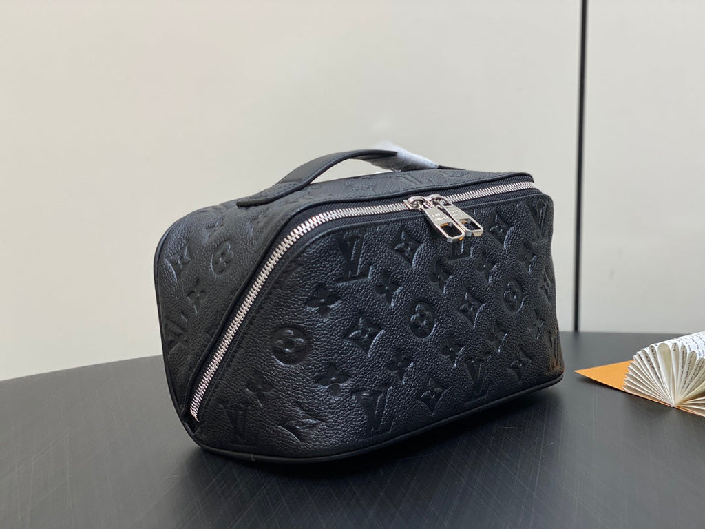 LOUIS VUITTON TOILETRY BAG 24 IN BLACK MONOGRAM EMBOSSED CALFSKIN
