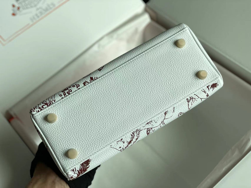 HERMES BIRKIN 25 BAG IN WHITE CALFSKIN WITH COLORFUL STICKER 228763