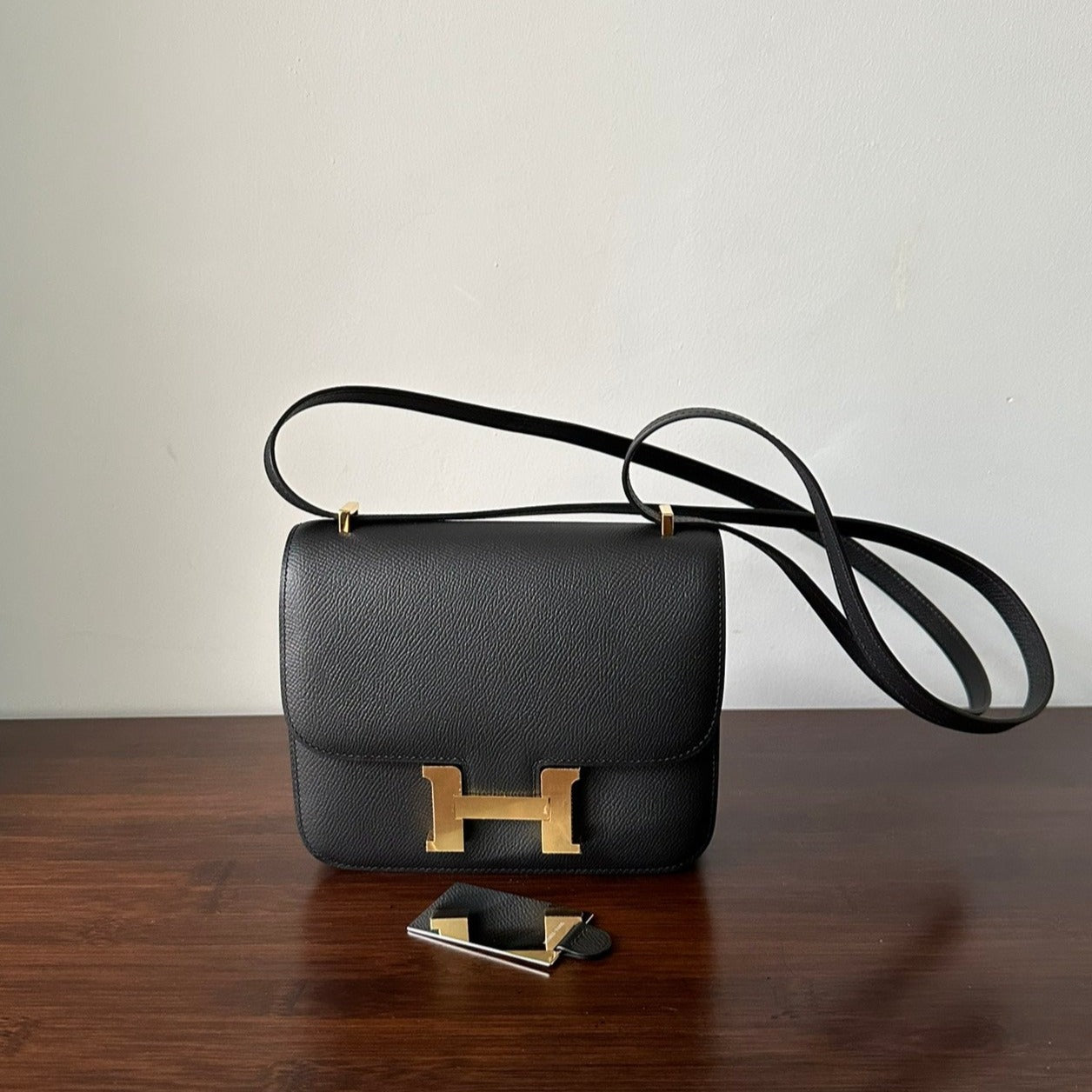 HERMES CONSTANCE 18 BLACK EPSOM GOLD HARDWARE WITH MIRROR