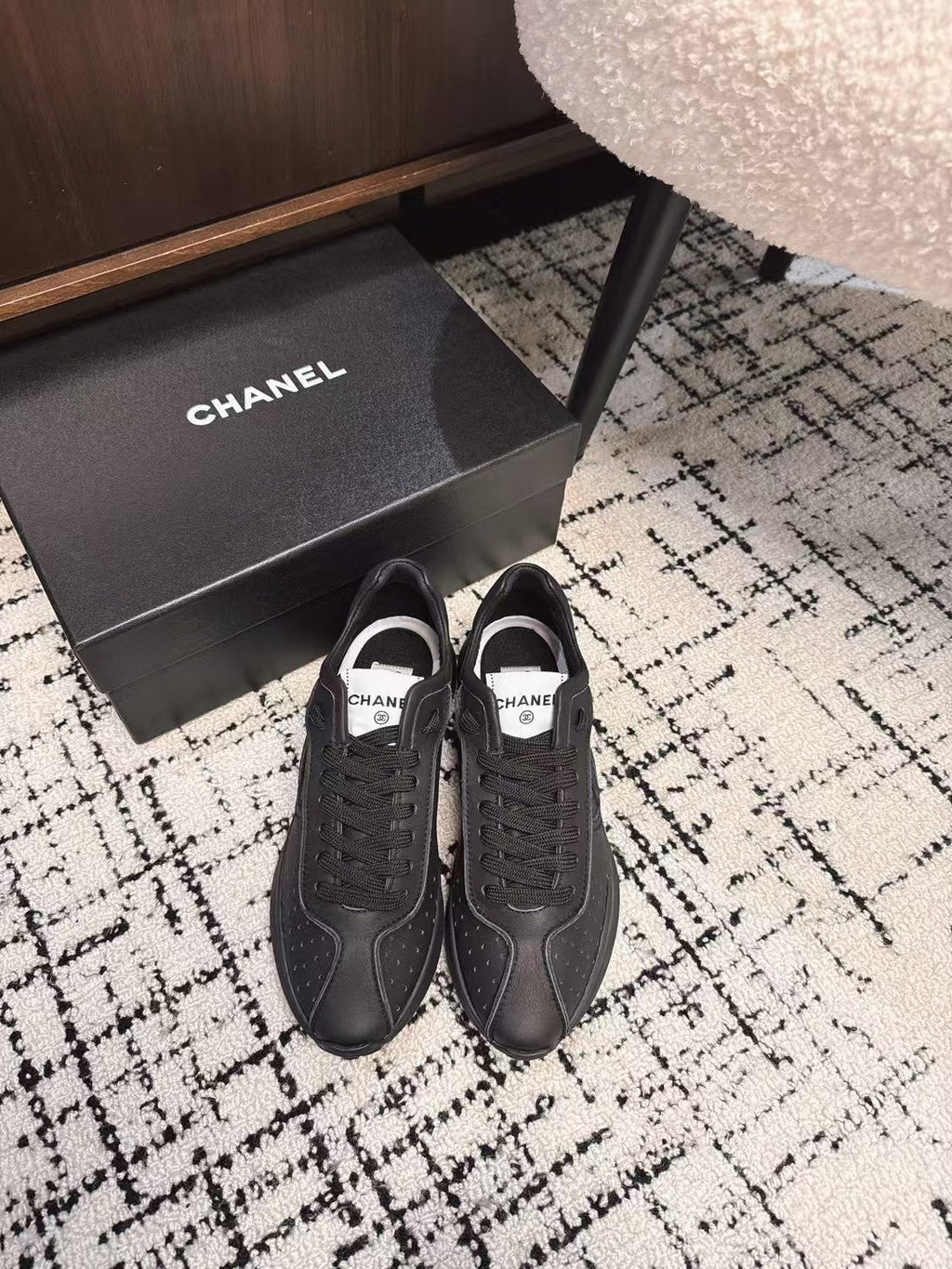 CHANEL CLASSIC SNEAKERS IN BLACK SHEEPSKIN