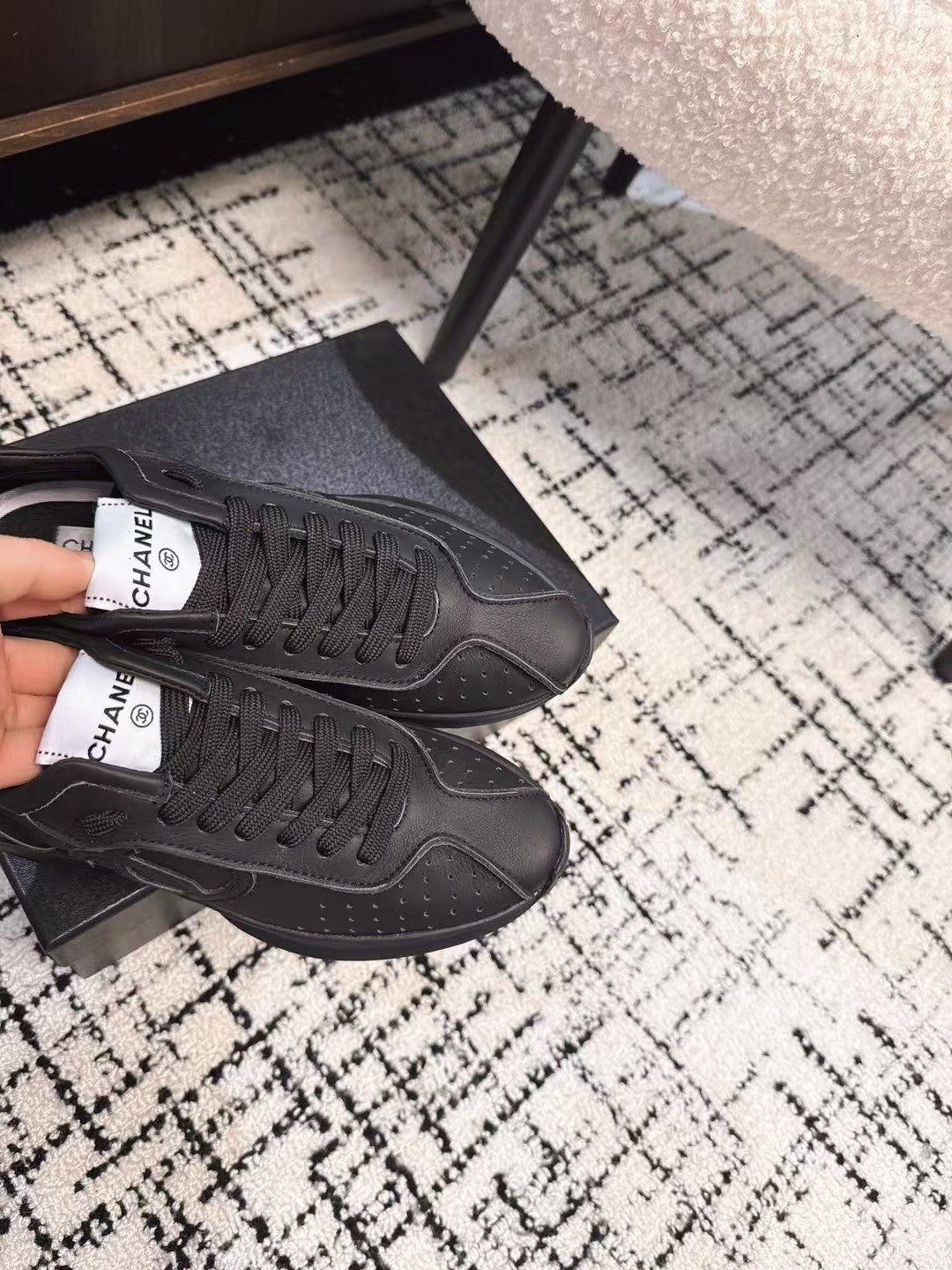 CHANEL CLASSIC SNEAKERS IN BLACK SHEEPSKIN