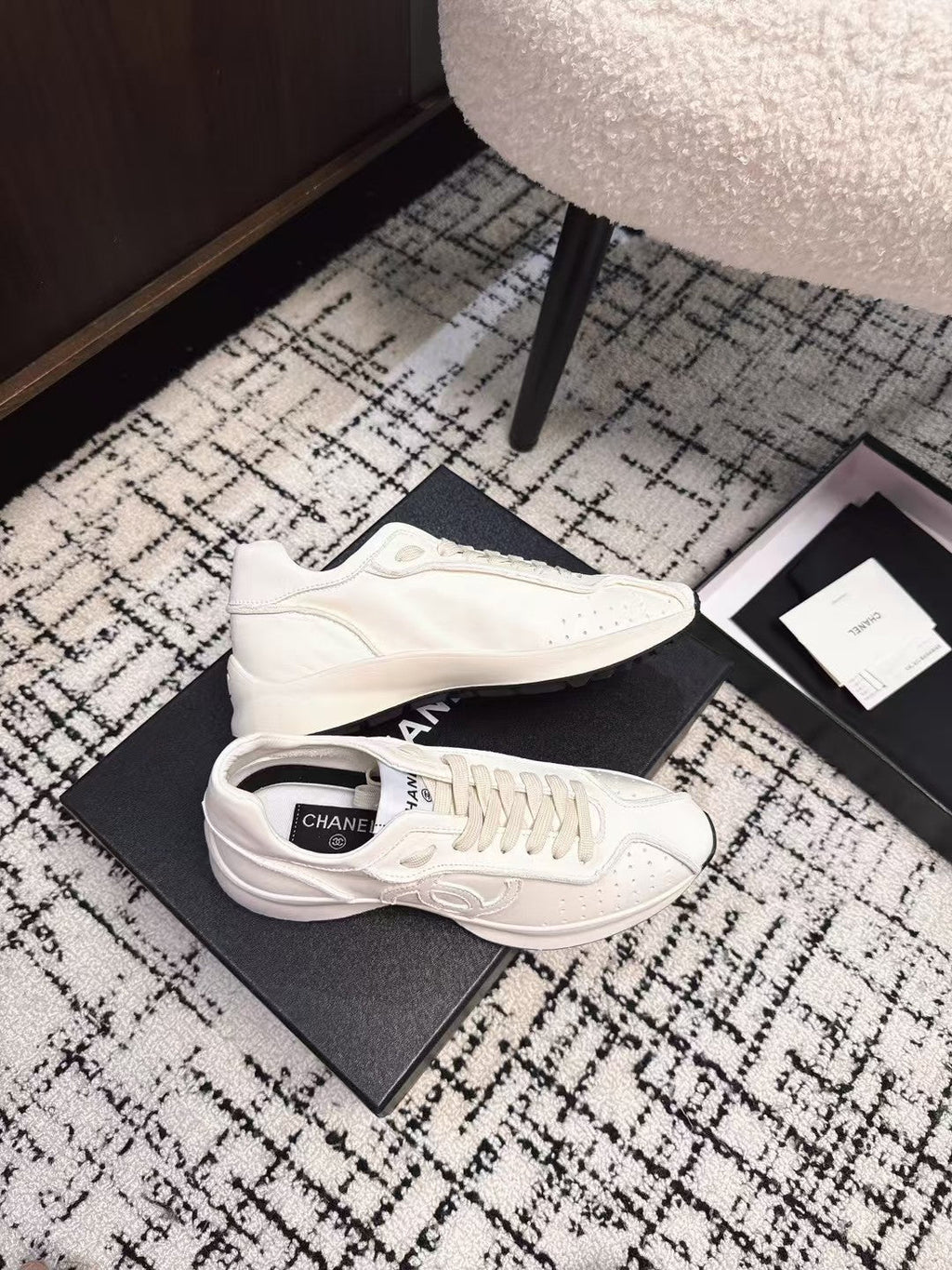 CHANEL CLASSIC SNEAKERS IN WHITE SHEEPSKIN
