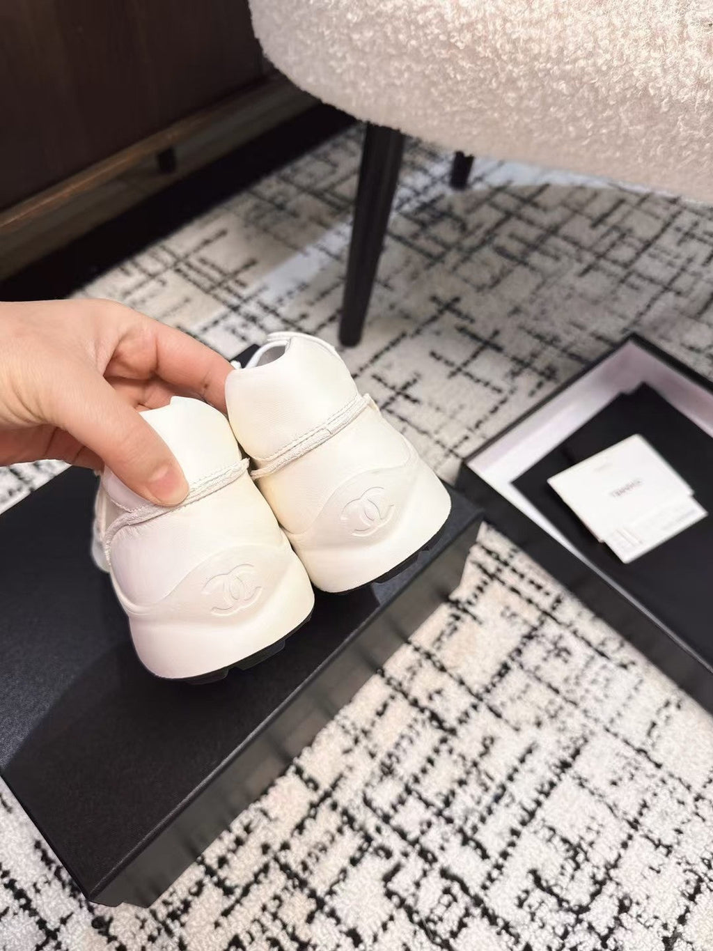 CHANEL CLASSIC SNEAKERS IN WHITE SHEEPSKIN